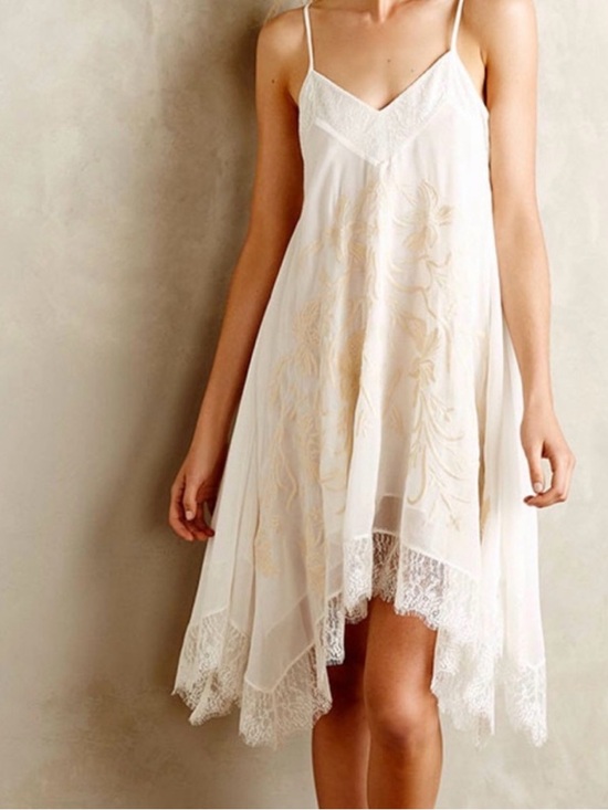 Anthropologie Dresses & Skirts - Anthropologie Ivory Lace-Trim Slip Dress